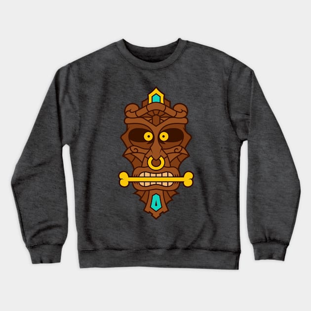 Funny Tribal Tiki Head Crewneck Sweatshirt by allovervintage